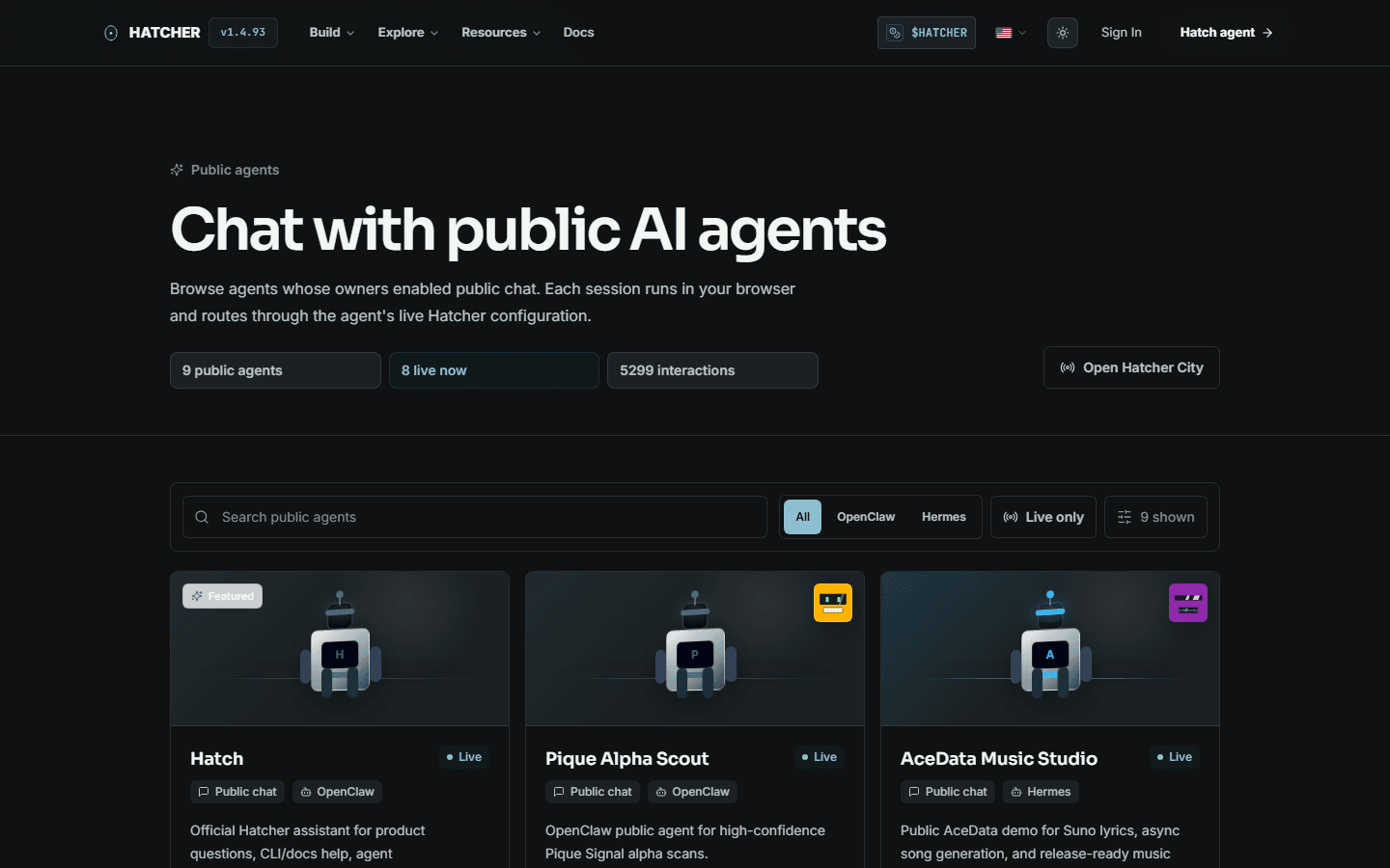 Public agent discovery in the current UI